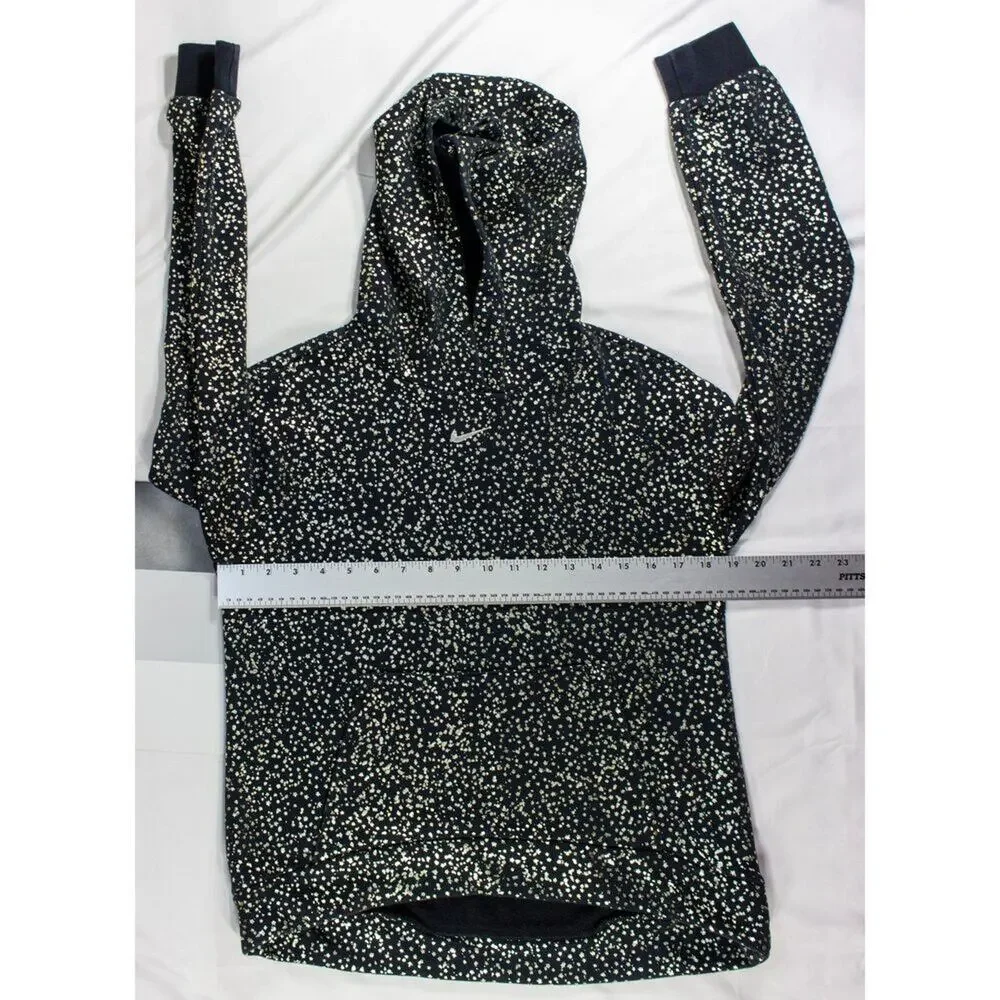 Nike Girls Fleece Hoodie Black w/Gold AOP Size XL